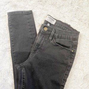 Frame Denim High Waisted Skinny Jeans Dark Grey Size 29
